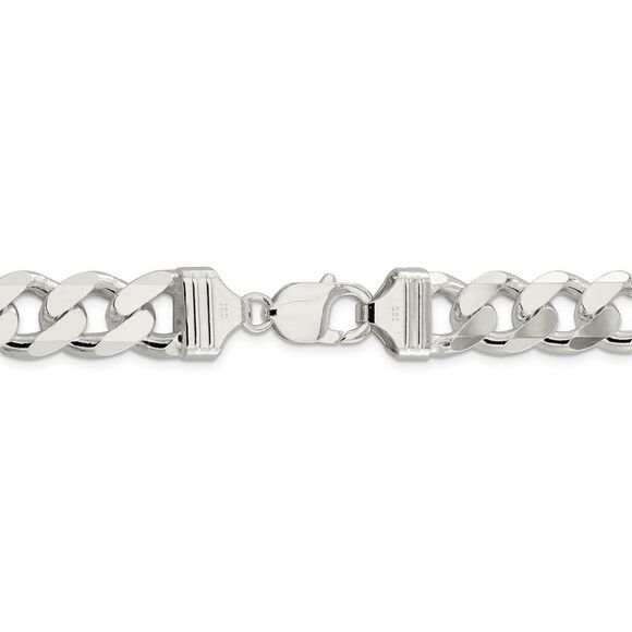 Men's 13mm Sterling Silver Solid Curb Chain Necklace, 20 Inch
